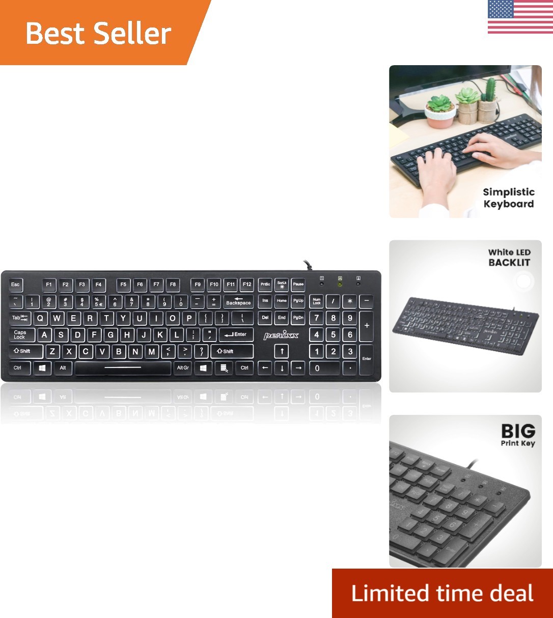 Stylish Black Backlit Keyboard with Chiclet Keys - Perfect for Nighttime Typing