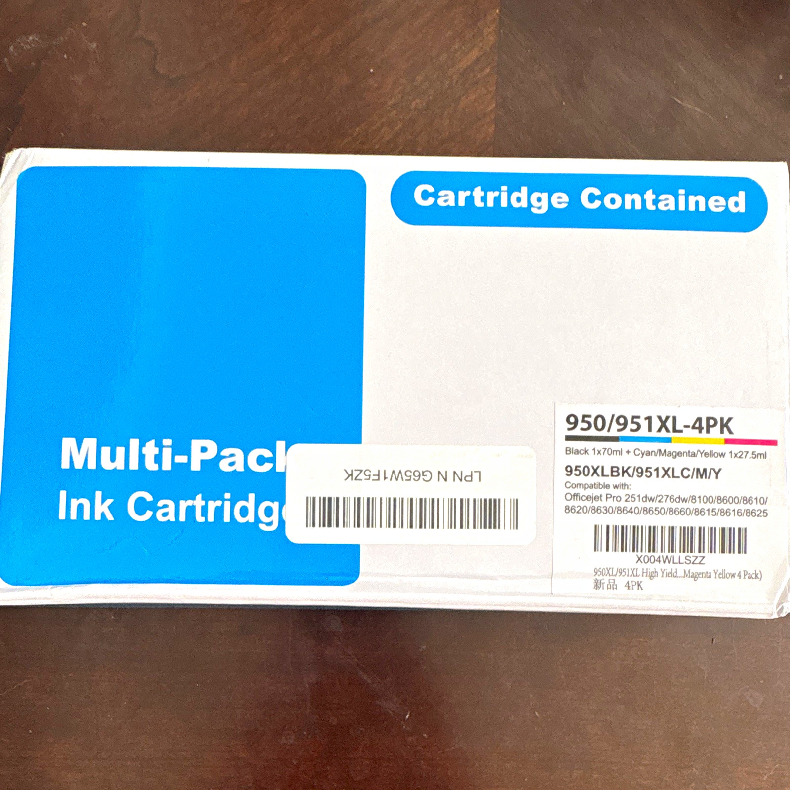 950/951XL Compatible Ink Cartridges 4-Pack BK/C/M/Y for HP OfficeJet Pro w/ Chip