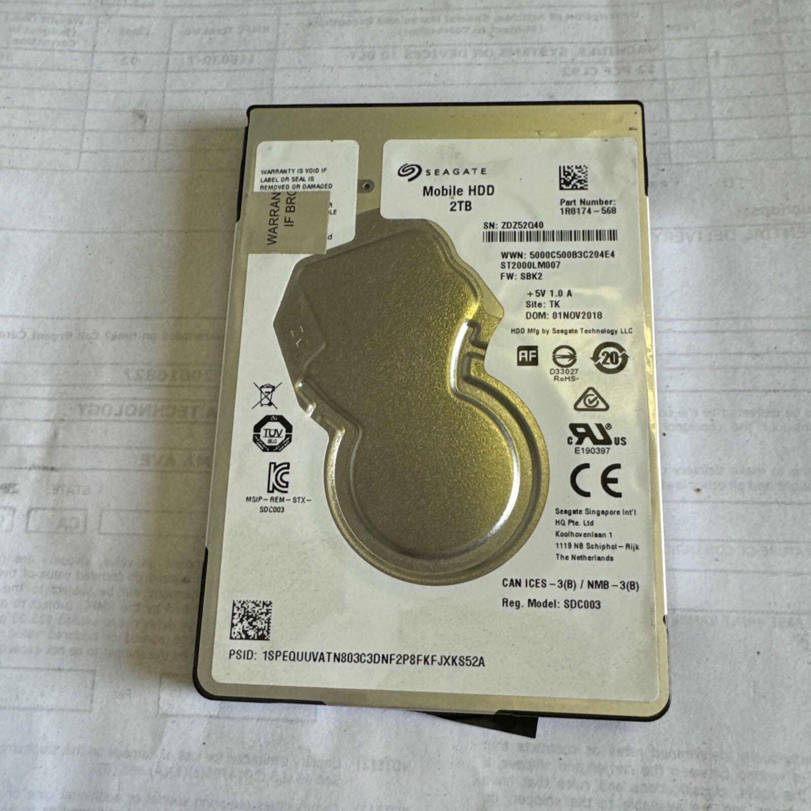 Seagate Mobile ST2000LM007 2TB 2.5" SATA 6Gb/s Laptop HDD 7mm OEM 1R8174-568