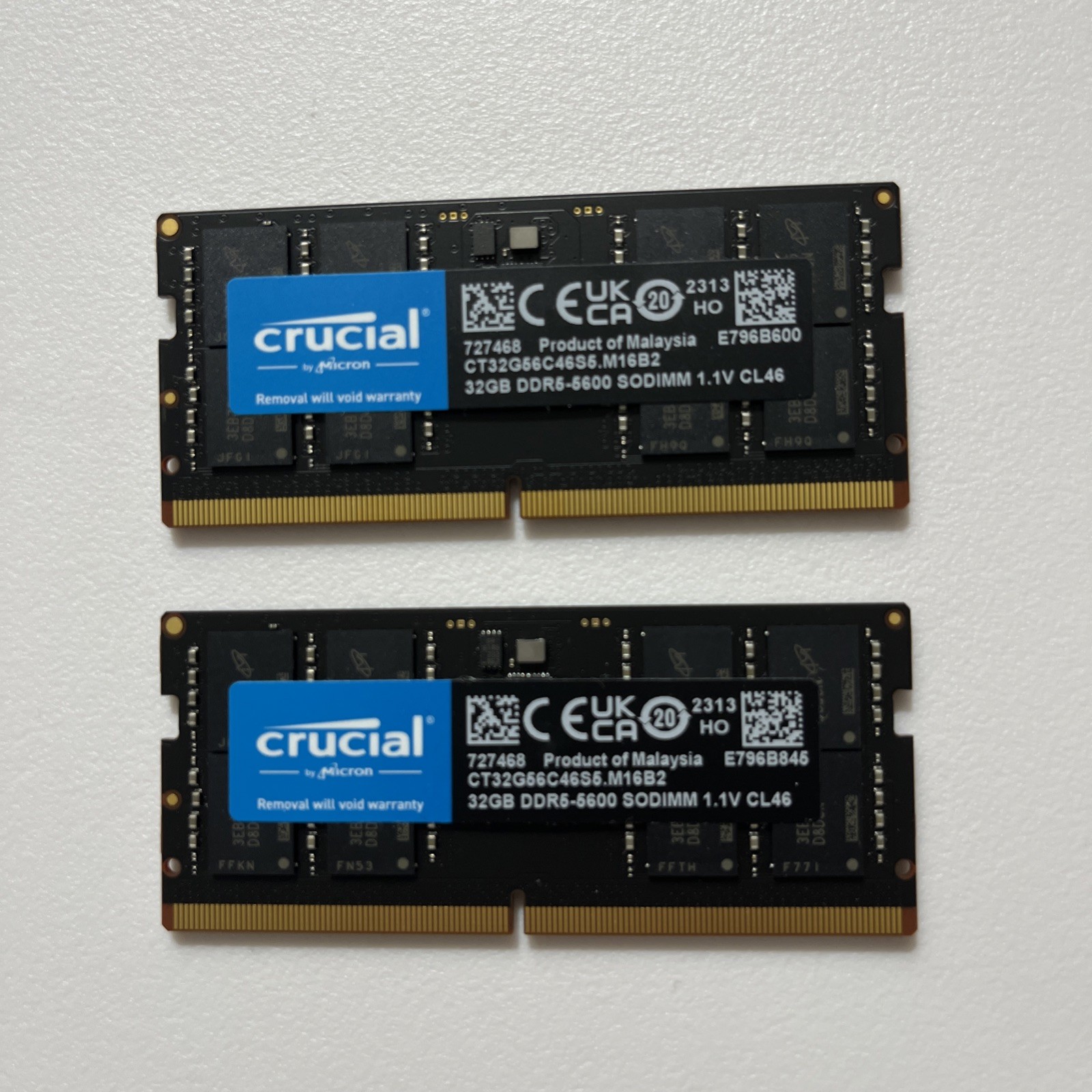 Crucial 64GB Kit (2x32GB) DDR5 5600MHz CL40 Laptop Memory CT2K32G56C46S5