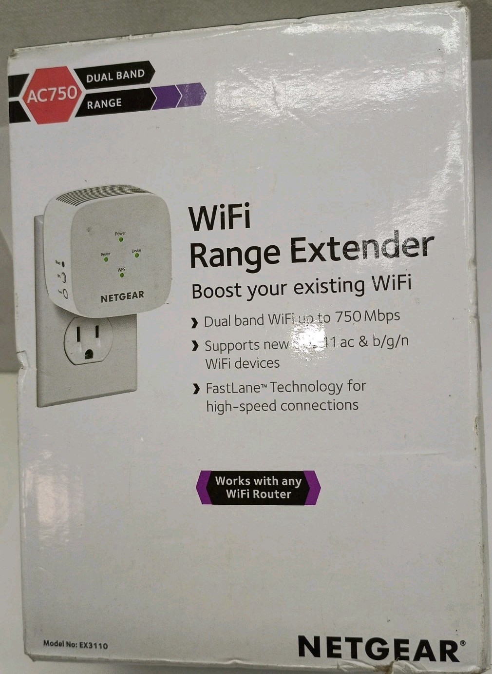 Netgear EX3110 AC750 WiFi Wall Plug Range Extender and Signal Booster