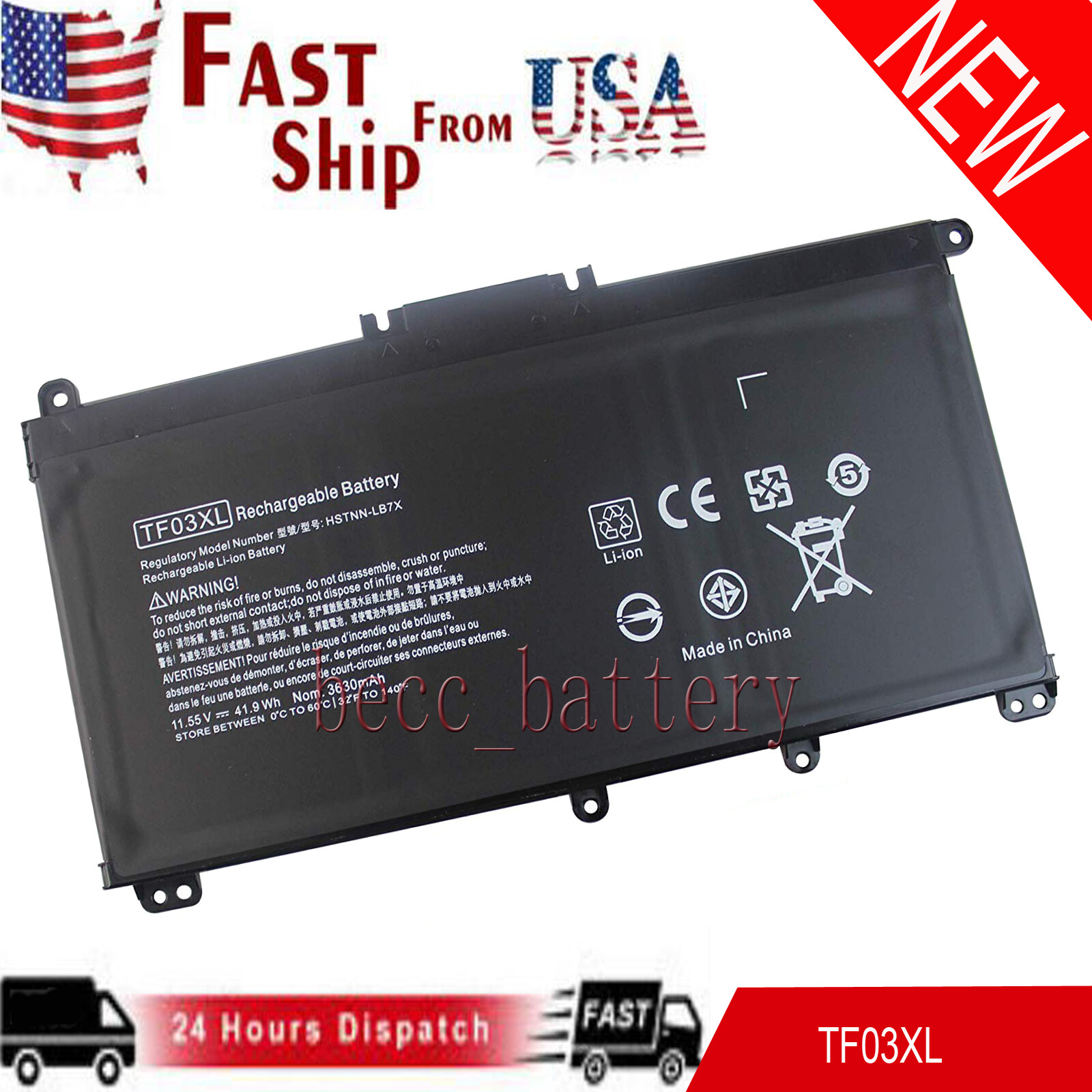 TF03 TF03XL TFO3 TFO3XL Battery compatible with HP Pavilion 14-BK 14-BF 14-BP 15