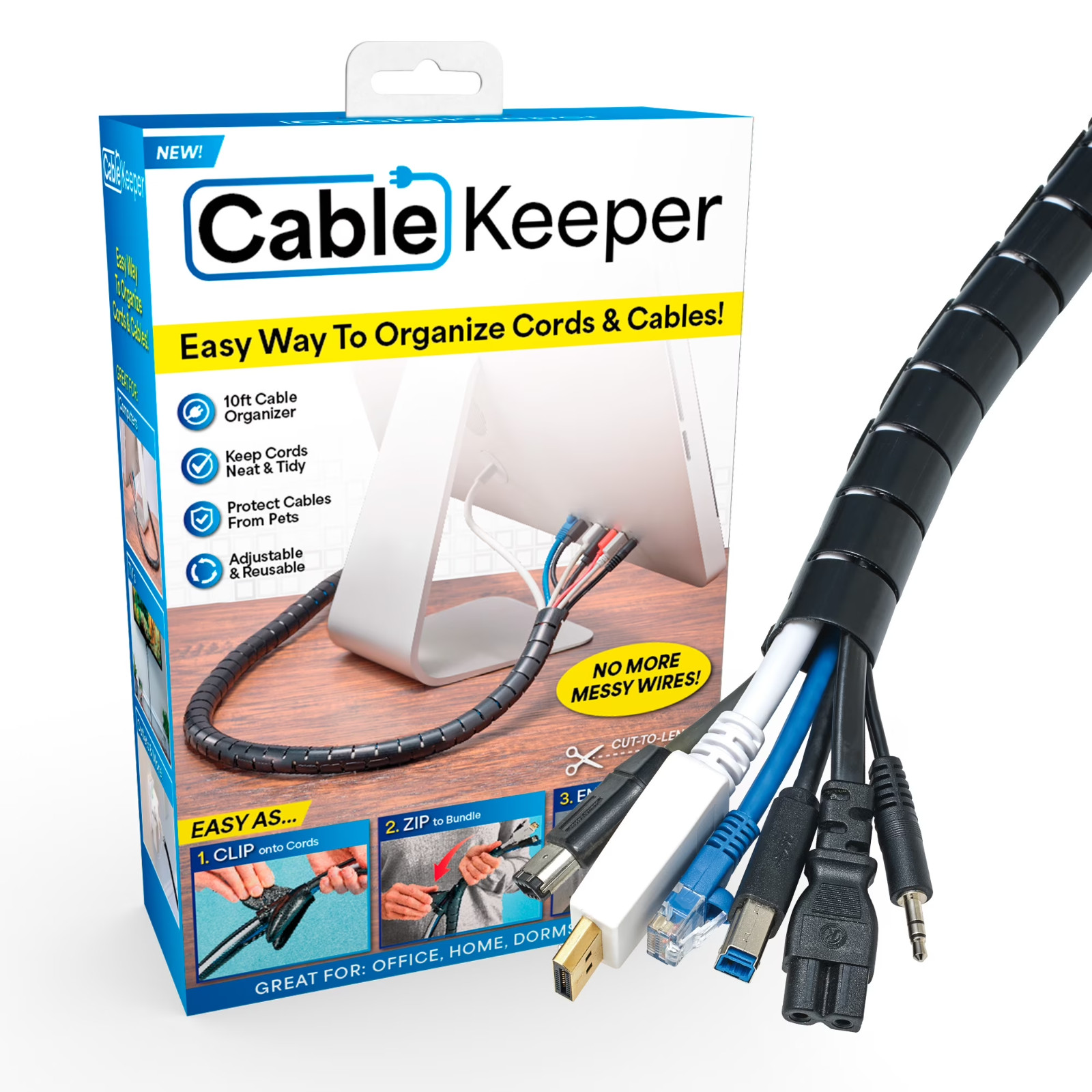 OnTel Cable Keeper Easy Way To Organize Cords & Cable (CK 74-A)