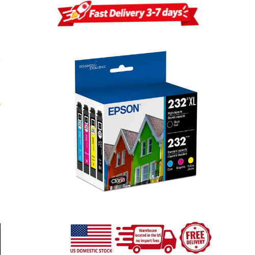 Epson 232XL, Black High-capacity and Color Standard-capacity Ink Cartridges, C/M