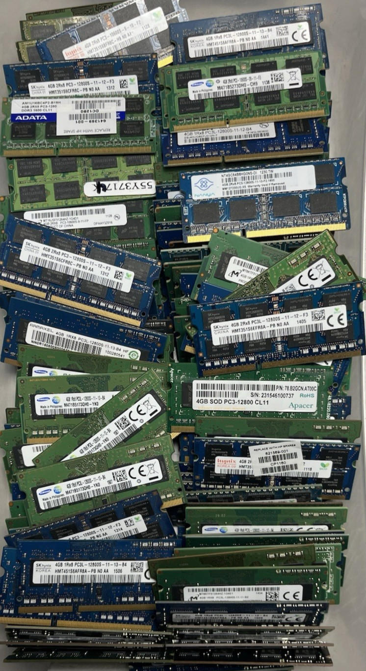 LOT OF 174 Mixed Brand & Speed 4GB PC33 DDR3 Laptop RAM Memory SODIMM