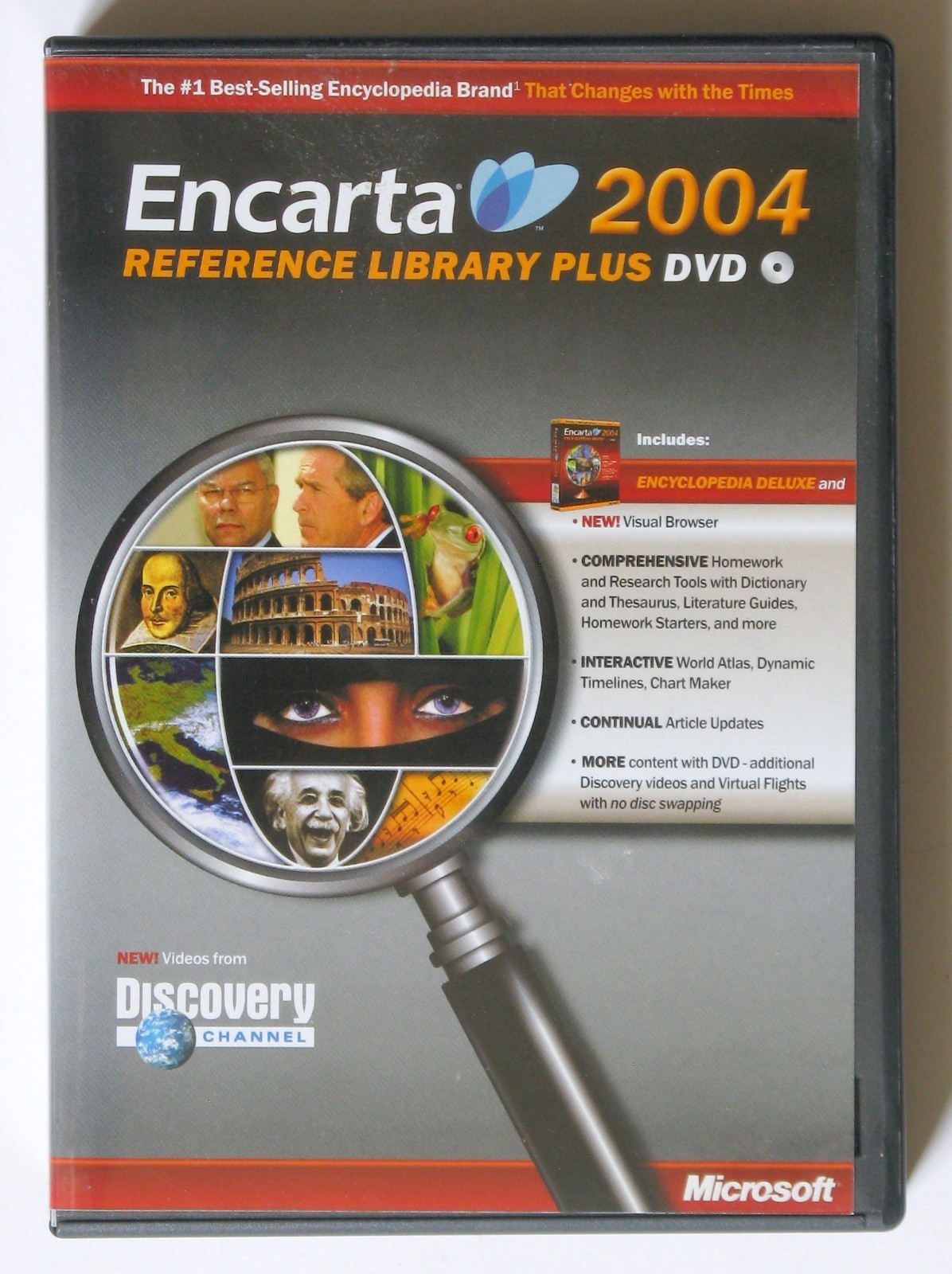 👀Microsoft Encarta 2004 Reference Library Plus, DVD, TESTED in Windows 11 💿✅🆗