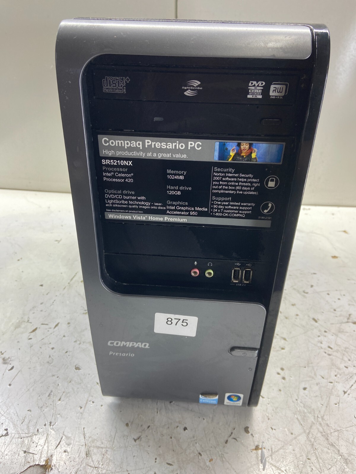 Compaq Presario  SR5210NX Intel Celeron 420 1.60GHz 1GB NO HDD