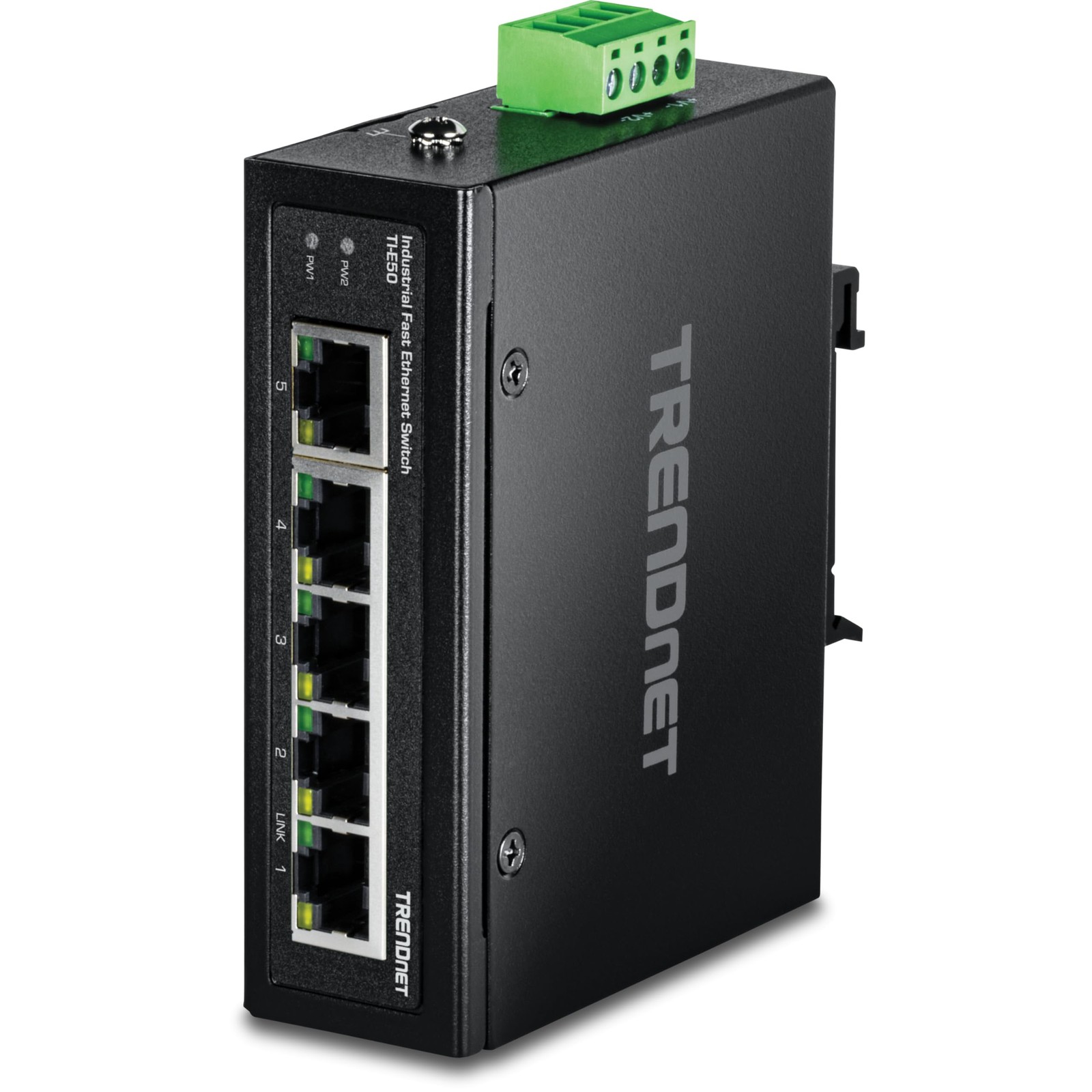 TRENDnet 5-Port Industrial Unmanaged Fast Ethernet DIN-Rail Switch, 5 x Fast Eth