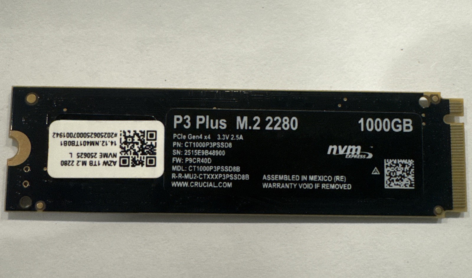 Crucial P3 Plus 1TB NVMe SSD