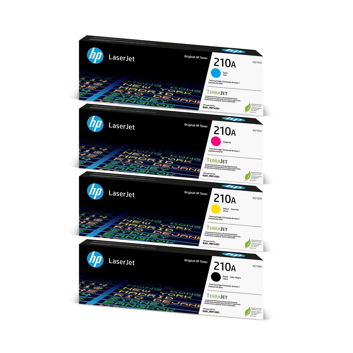 HP 210A Black/Cyan/Magenta/Yellow Standard Yield Toner Cartridge, Pack Of 4