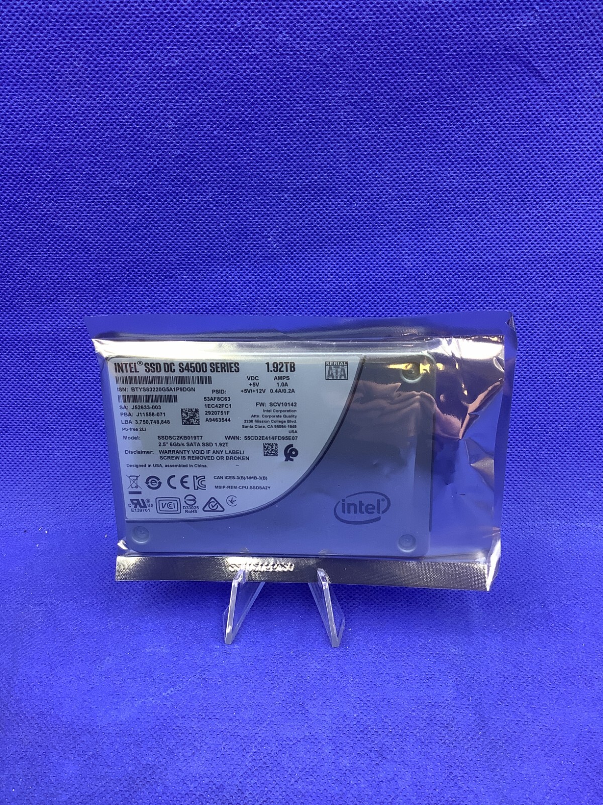 SSDSC2KB019T7 Intel DC S4500 1.92TB SATA 6Gbps 2.5in SSD