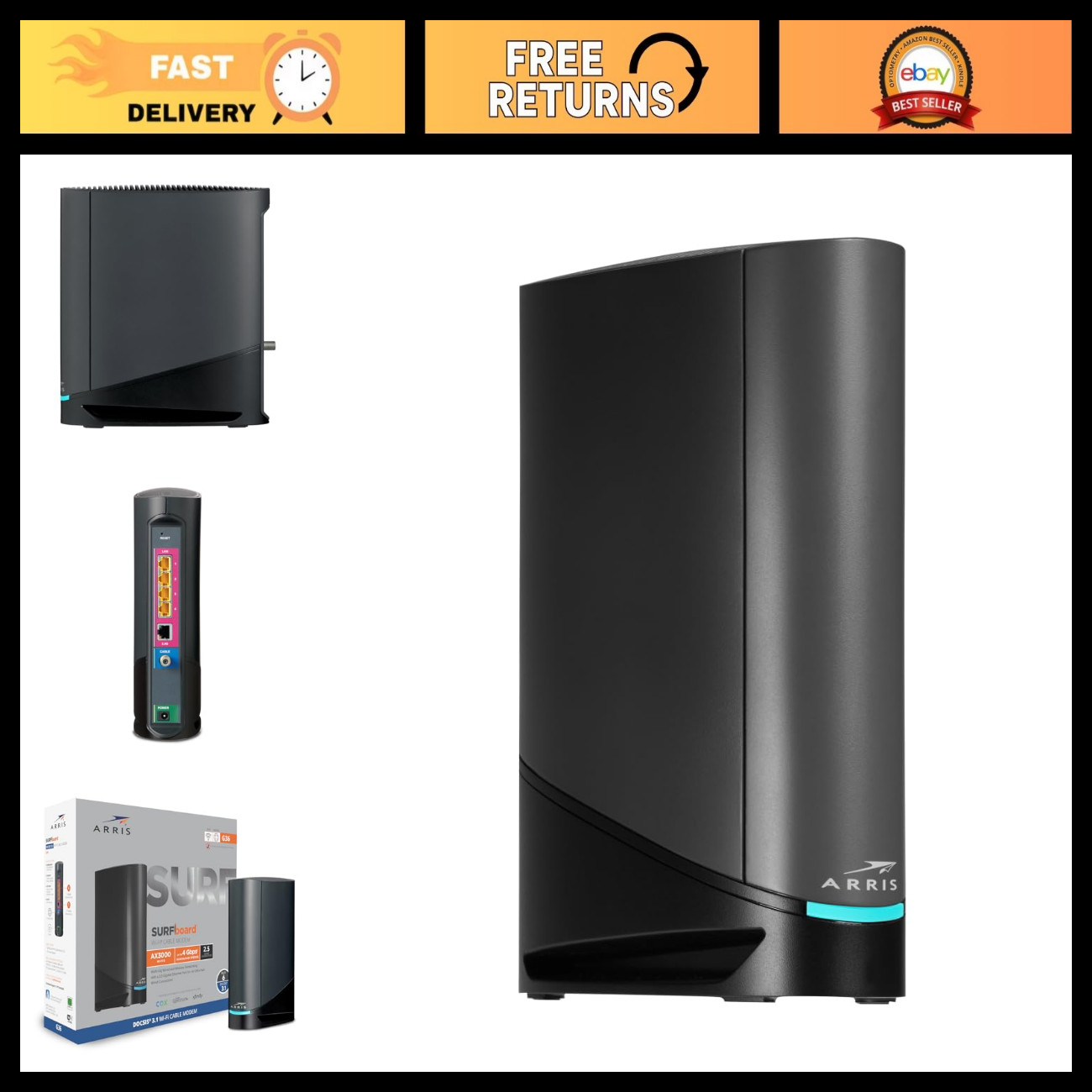 Cable Modem Router Combo DOCSIS 3.1 WiFi 6 AX3000 Multi-Gigabit, 1.2 Gbps, Renew