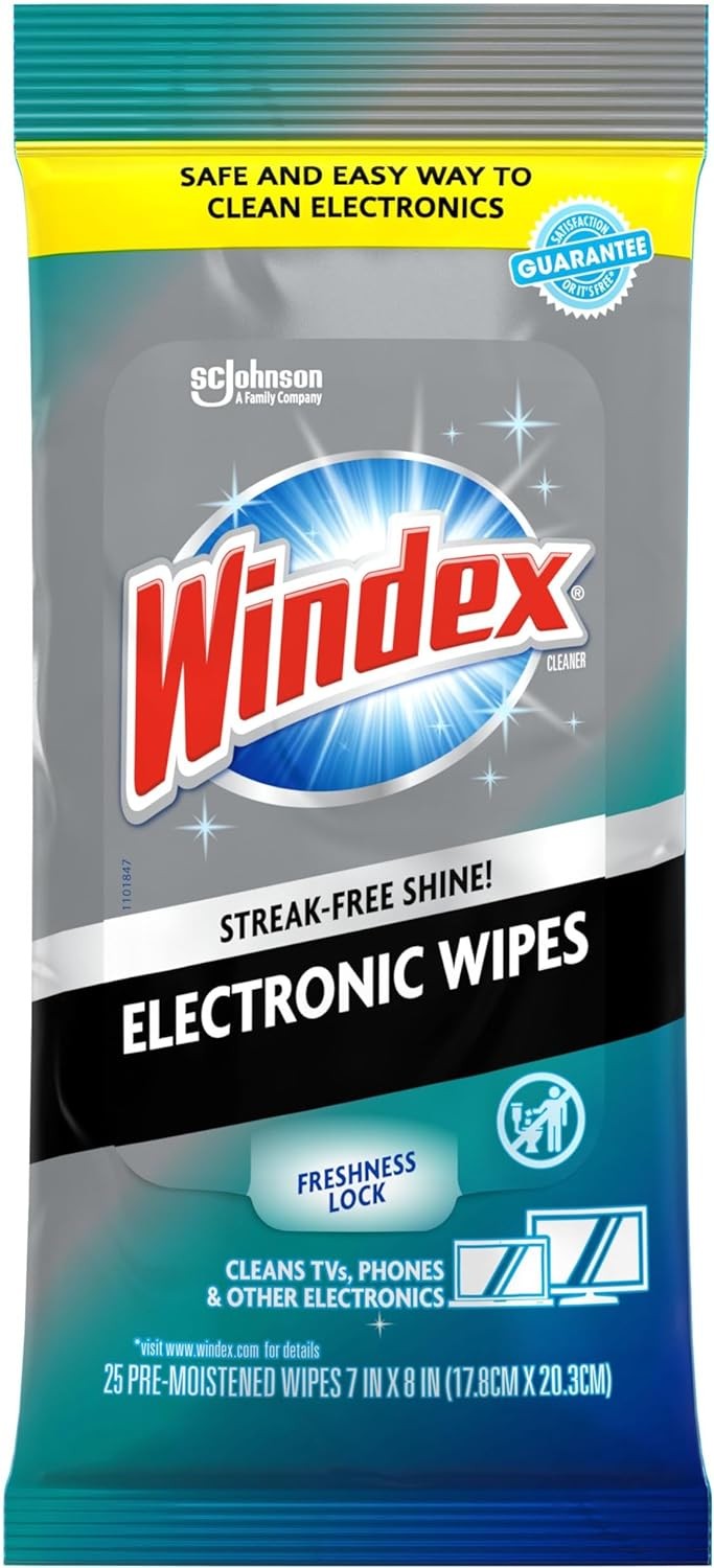 Windex Electronic Cleaning Wipes, Pre-Moistened Screen Wipes for TVs   25 Count