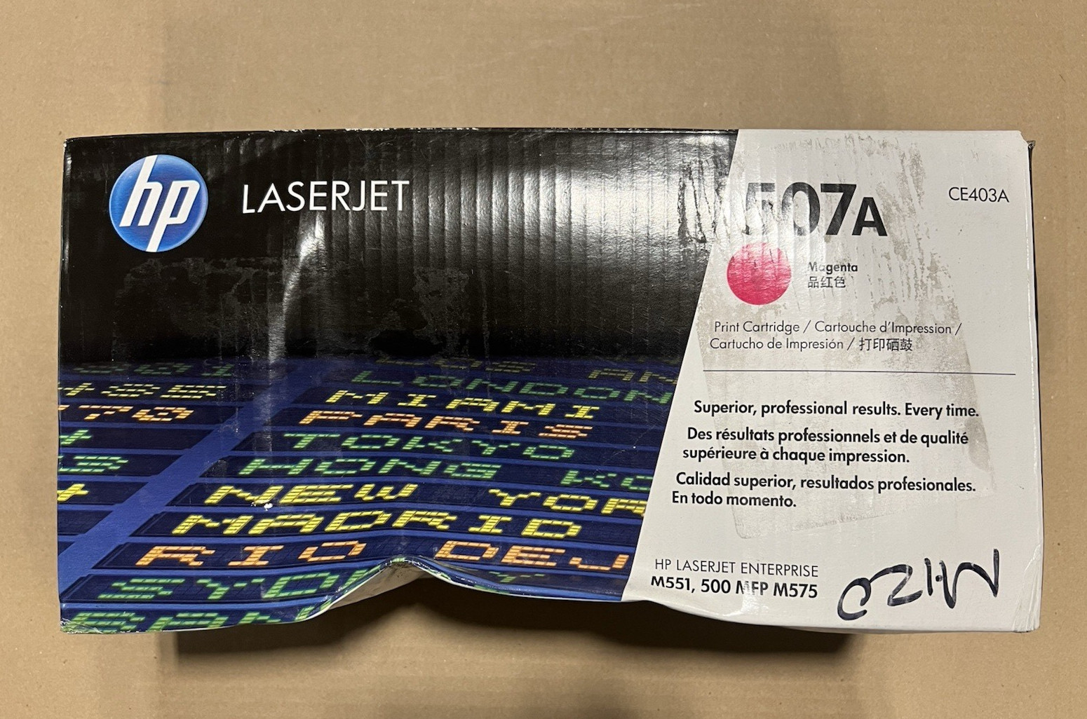Genuine HP 507A (CE403A) Magenta LaserJet Toner Cartridge, OEM-Open/Worn Box