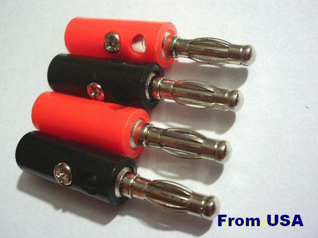 20 x 4mm Black & Red Banana Speaker Screw Audio Cable Wire Plugs Connector USA 