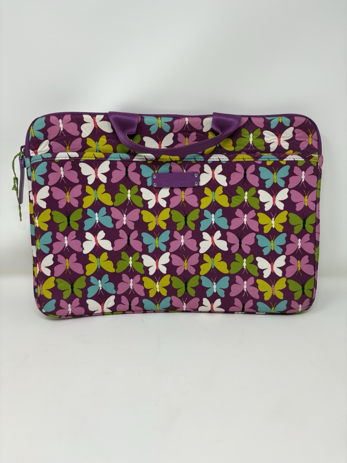 Vera Bradley Butterfly Print Laptop Sleeve Computer Case Purple Padded Carrying