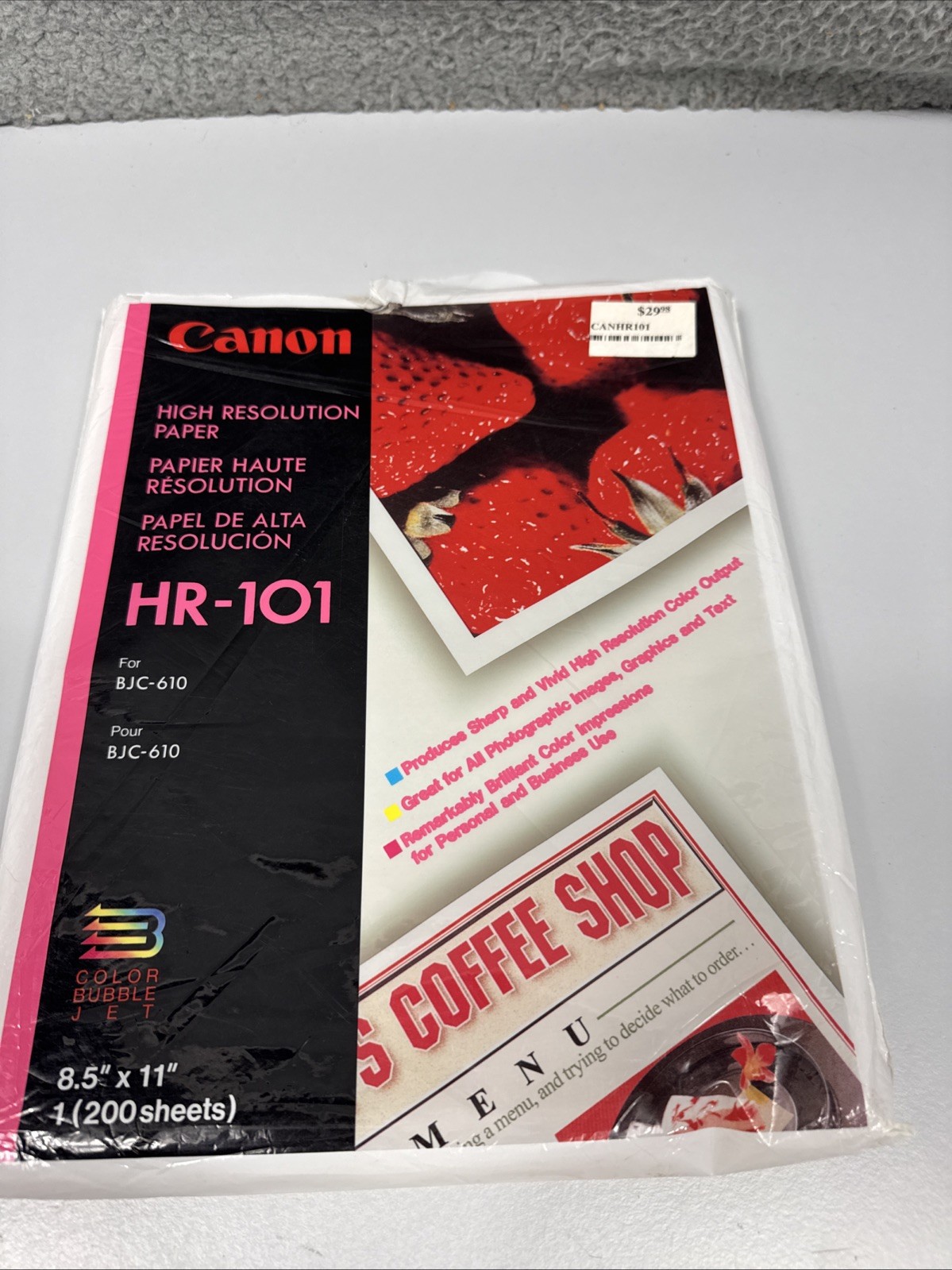 Canon HR-101 High Resolution Paper 8.5” x 11” White 95 Sheets for BJC-610