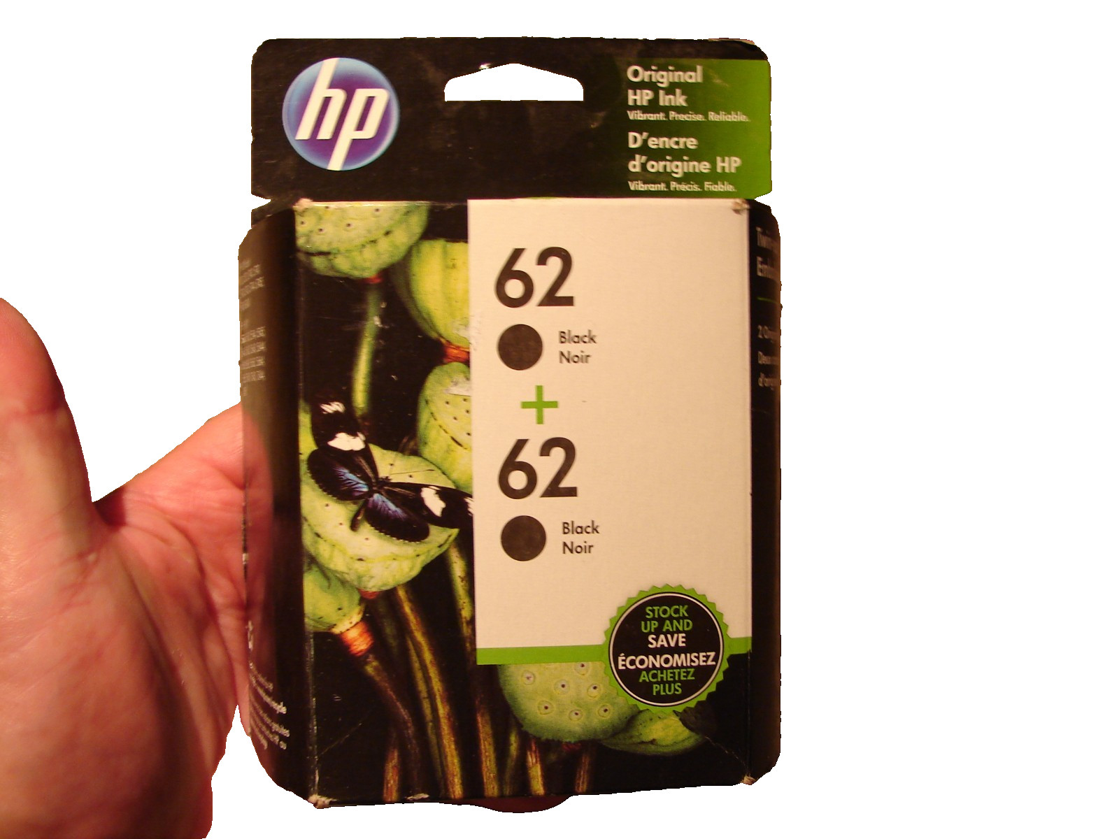 HP Original ink 62 black + 62 Black New Sealed in Box Vibrant Precise Reliable 