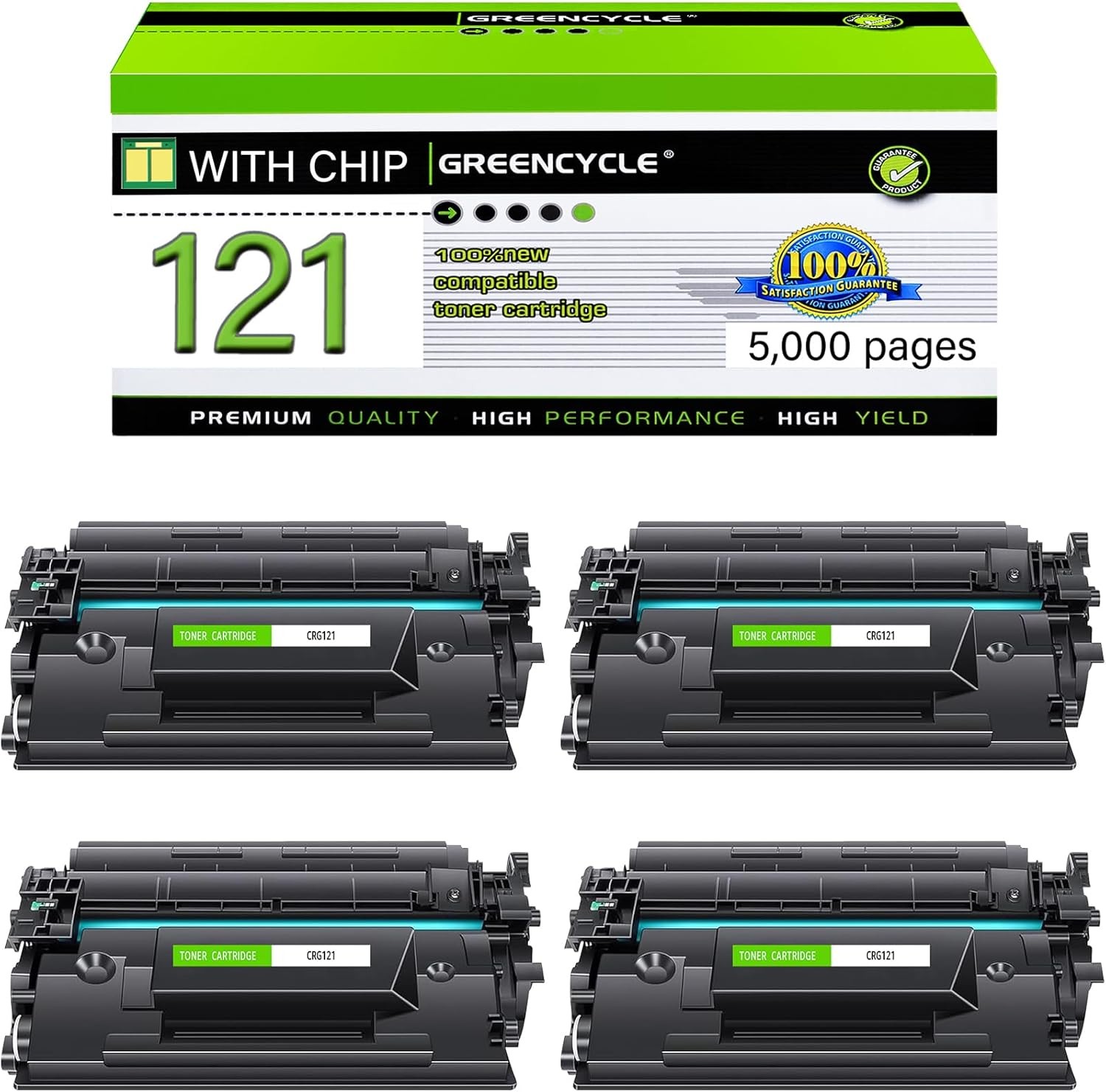 4 PK CRG121 3252C001 Black Toner Compatible for Canon 121 imageCLASS D1620 D1650