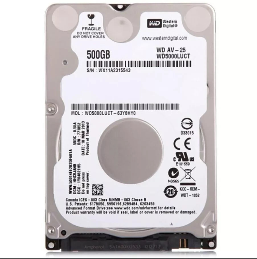 FIT FOR Western Digital AV-25 500GB WD5000LUCT 16MB 5400RPM 2.5" Notebook HDD 