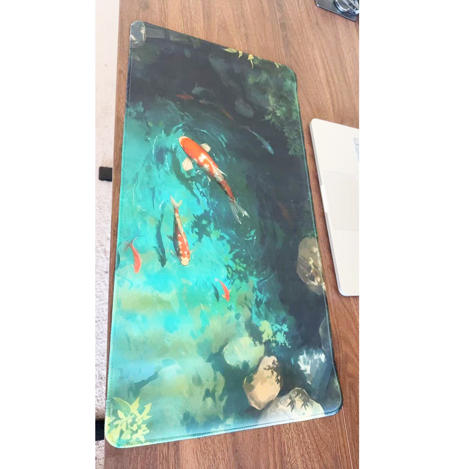 Koi Fish Pond Large Gaming Mouse Pad 23.6"x11.5" Non-Slip Desk Keyboard Mat