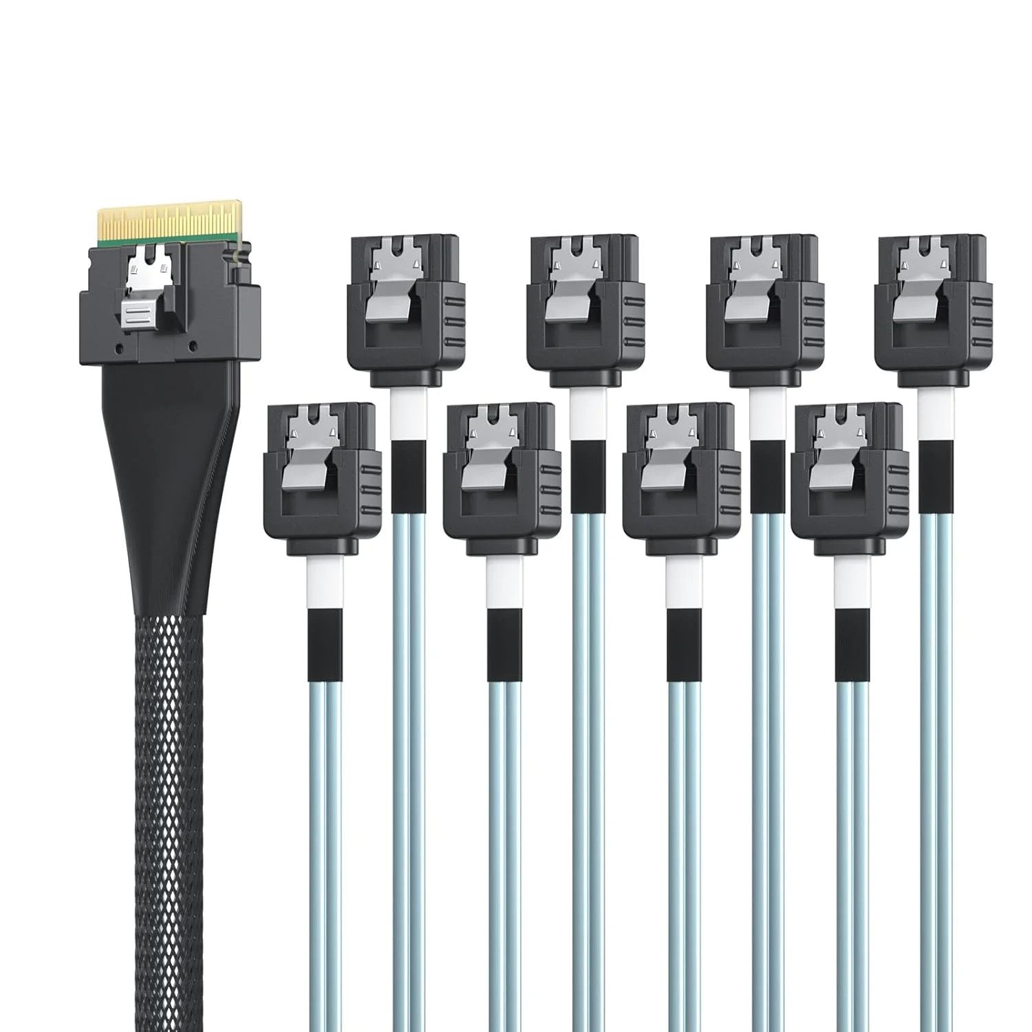 SlimSAS 8i to 8xSATA Cable, SFF-8654 Host/RAID to SATA Target, Suitable for Serv