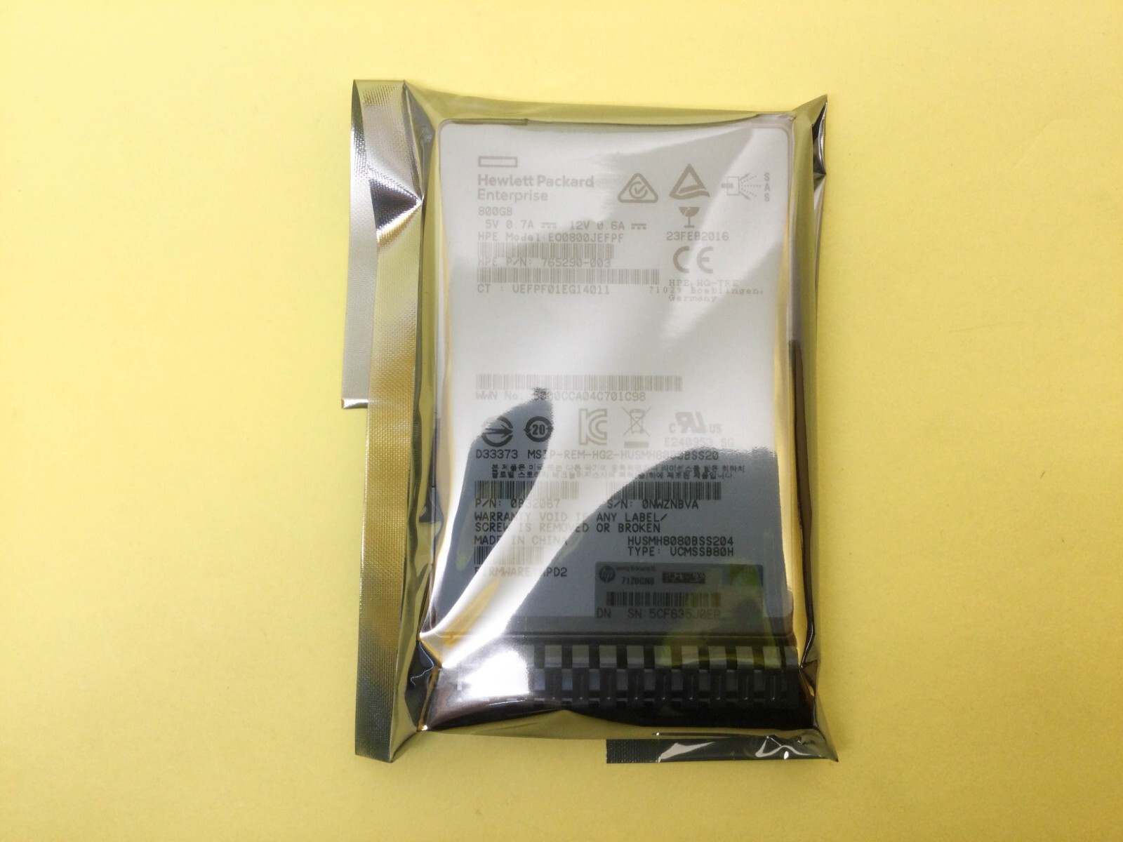 802586-B21 HPE 800GB SAS 12G WRITE INTENSIVE SFF SC SS540 SSD 802909-001 New