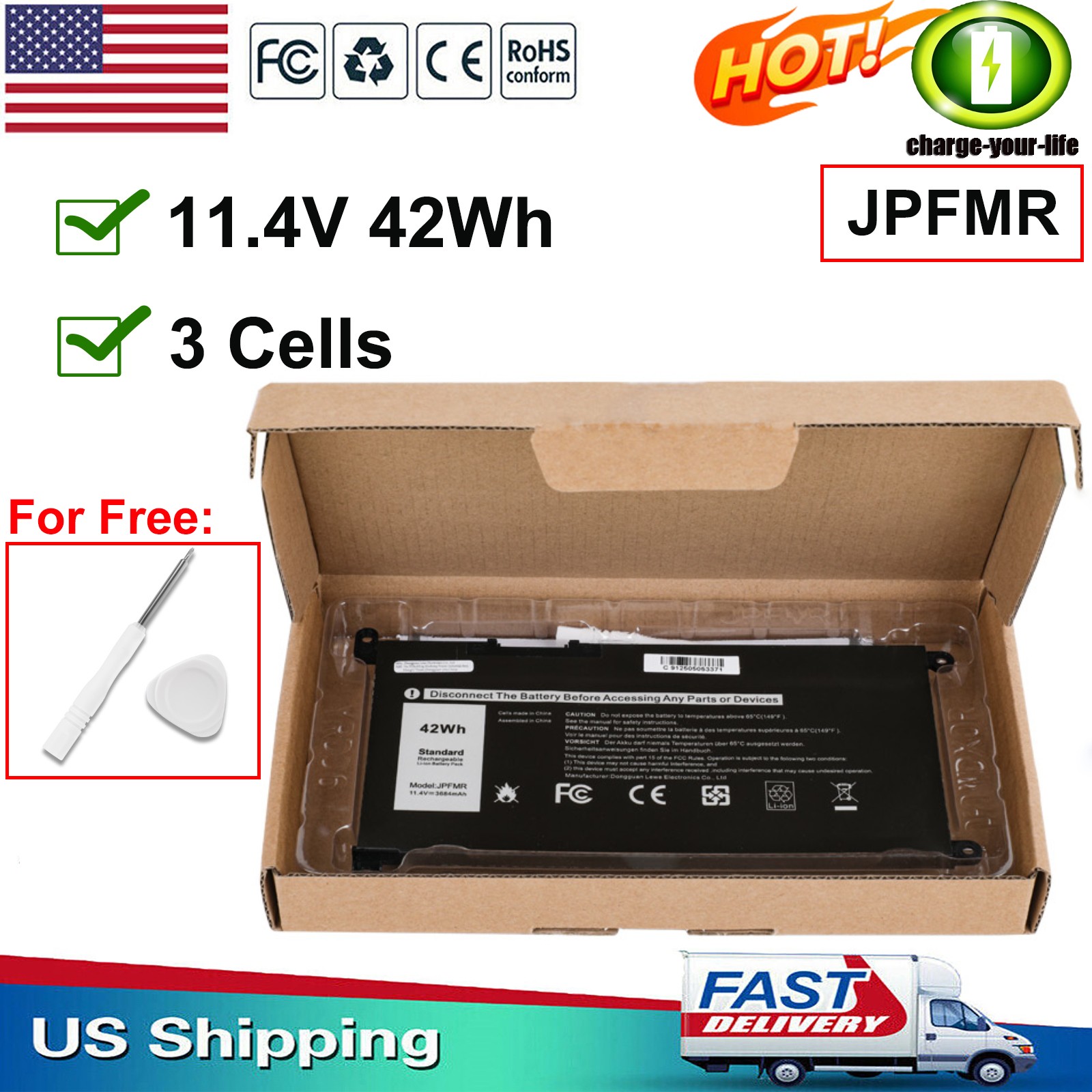 For Dell 42Wh JPFMR Battery for Chromebook 3100 3400 5488 5493 5593 DN33X 7T0D3