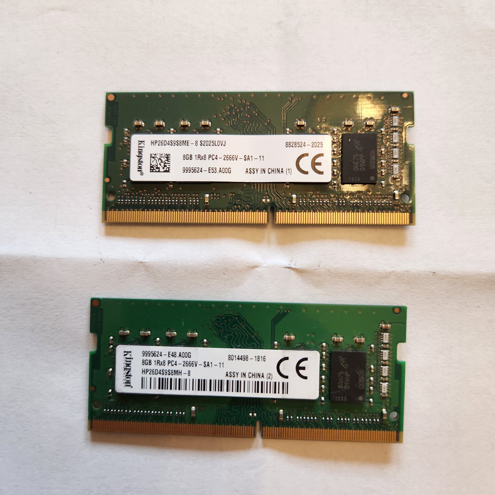 Kingston 16gb (8gb x 2) PC4 2666V DDR4 SODIMM RAM Modules