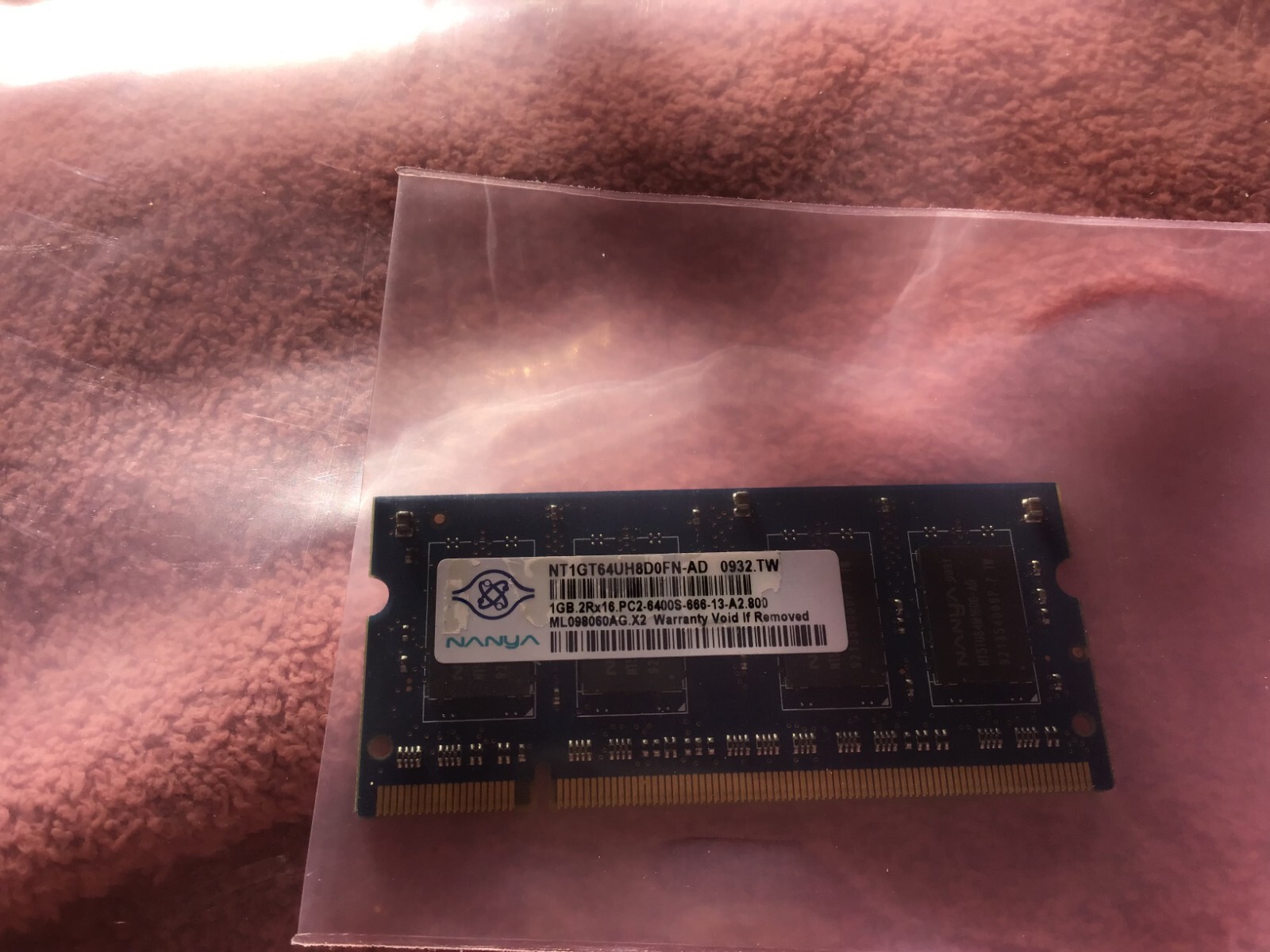 Genuine Nanya 1GB RAM Memory 2Rx16 PC2 - 6400S - 666 Laptop NT1GT64UH8D0FN-AD