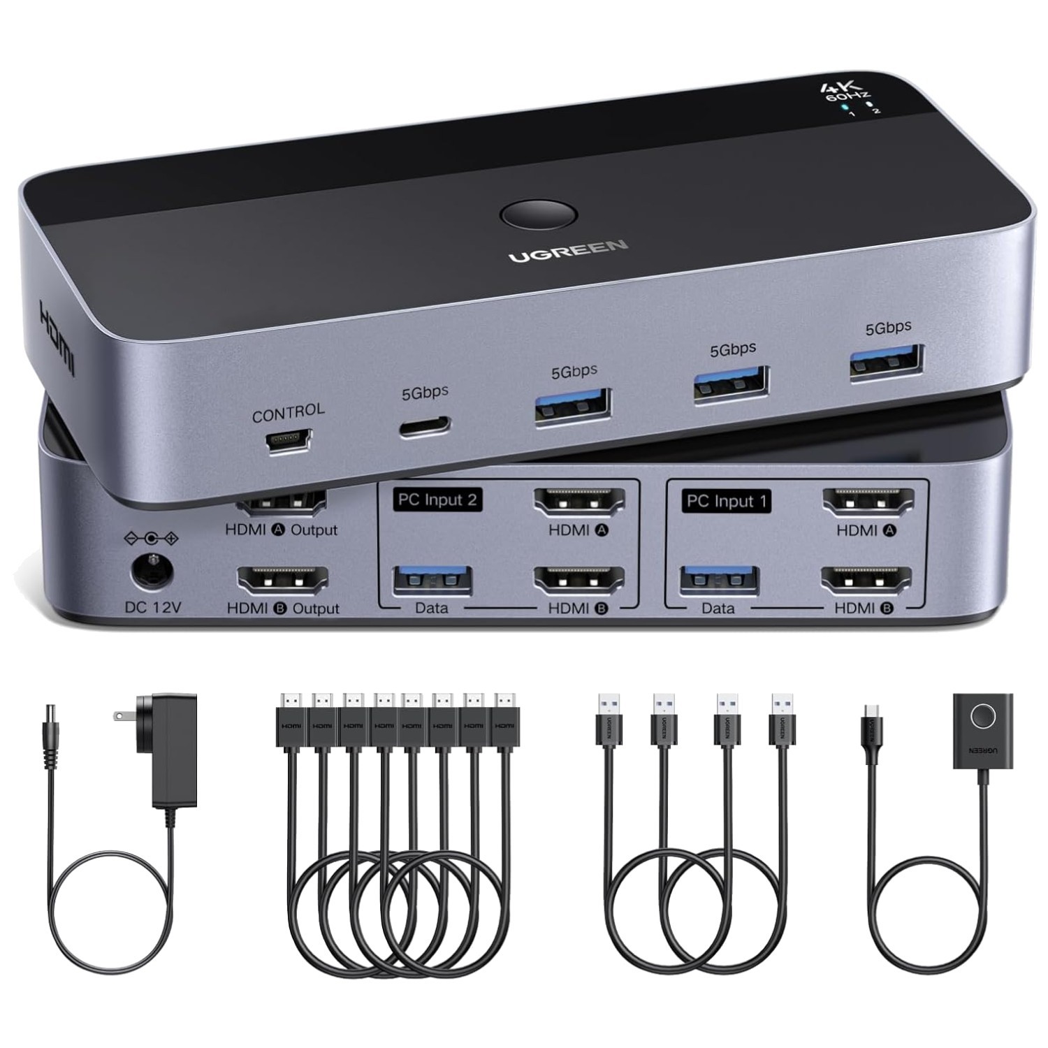 2 Computers Sharing 2 Monitors HDMI KVM Switch