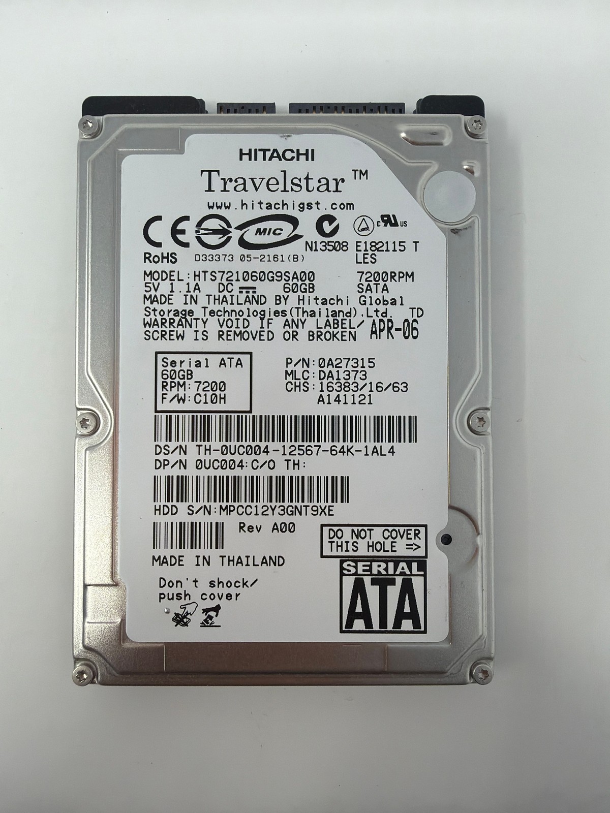 Hitachi HTS721060G9SA00 60GB SATA Grade B