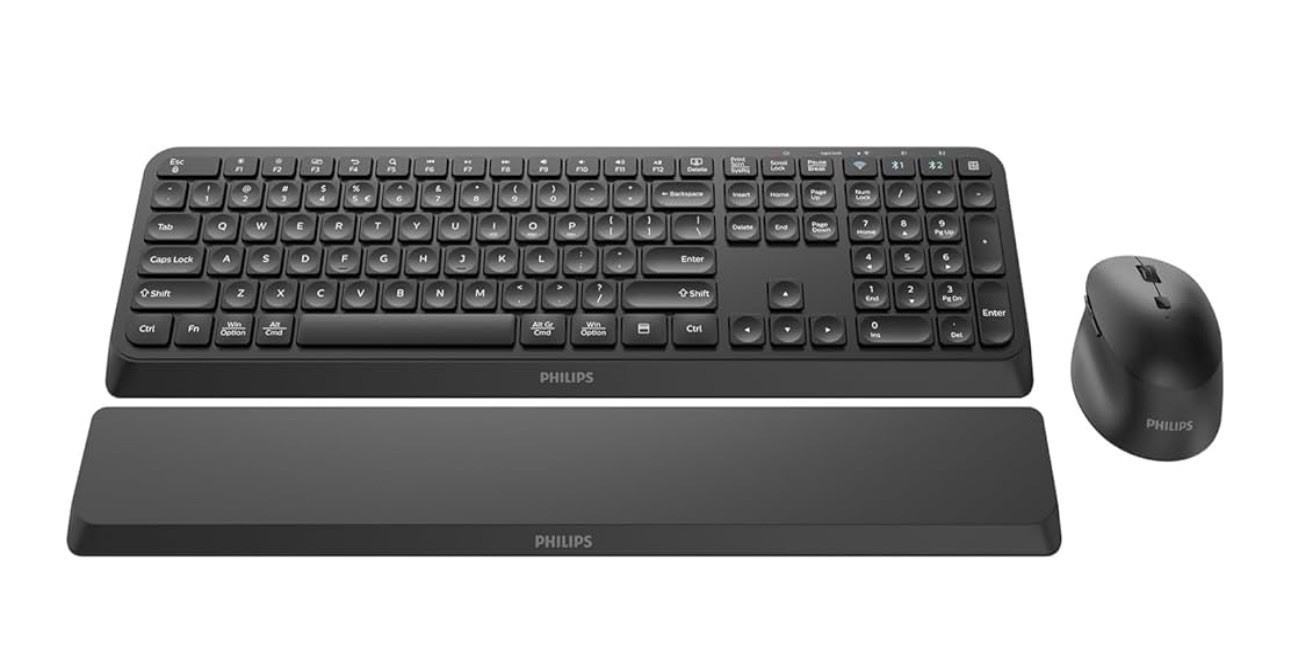 PHILIPS Bluetooth Keyboard and Mouse Combo - Bluetooth 2.4Ghz Wireless Keyboard