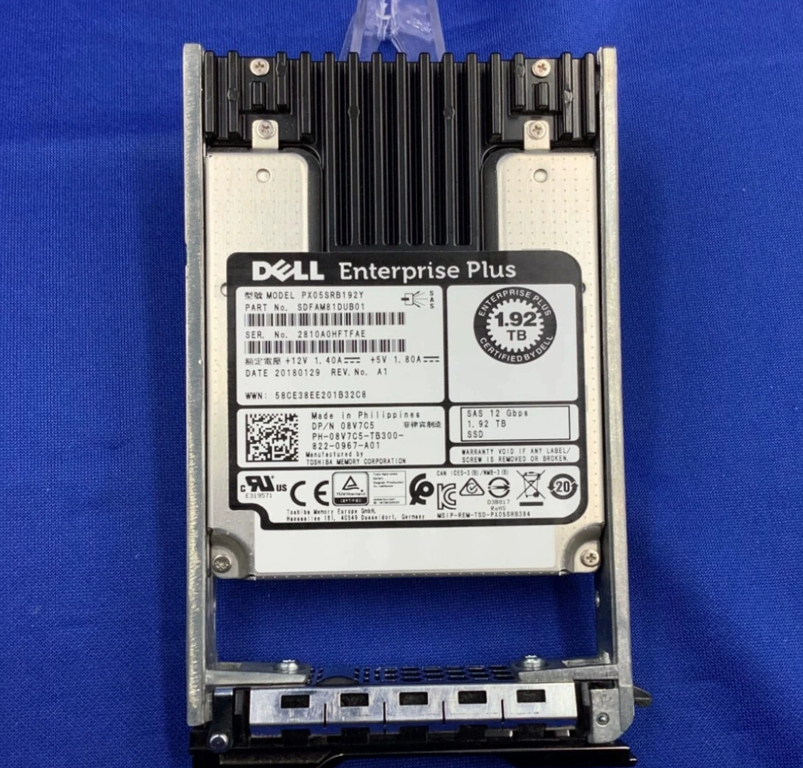 8V7C5 08V7C5 Dell Compellent 1.92TB SAS 12Gb/s 2.5'' SSD PX05SRB192Y New