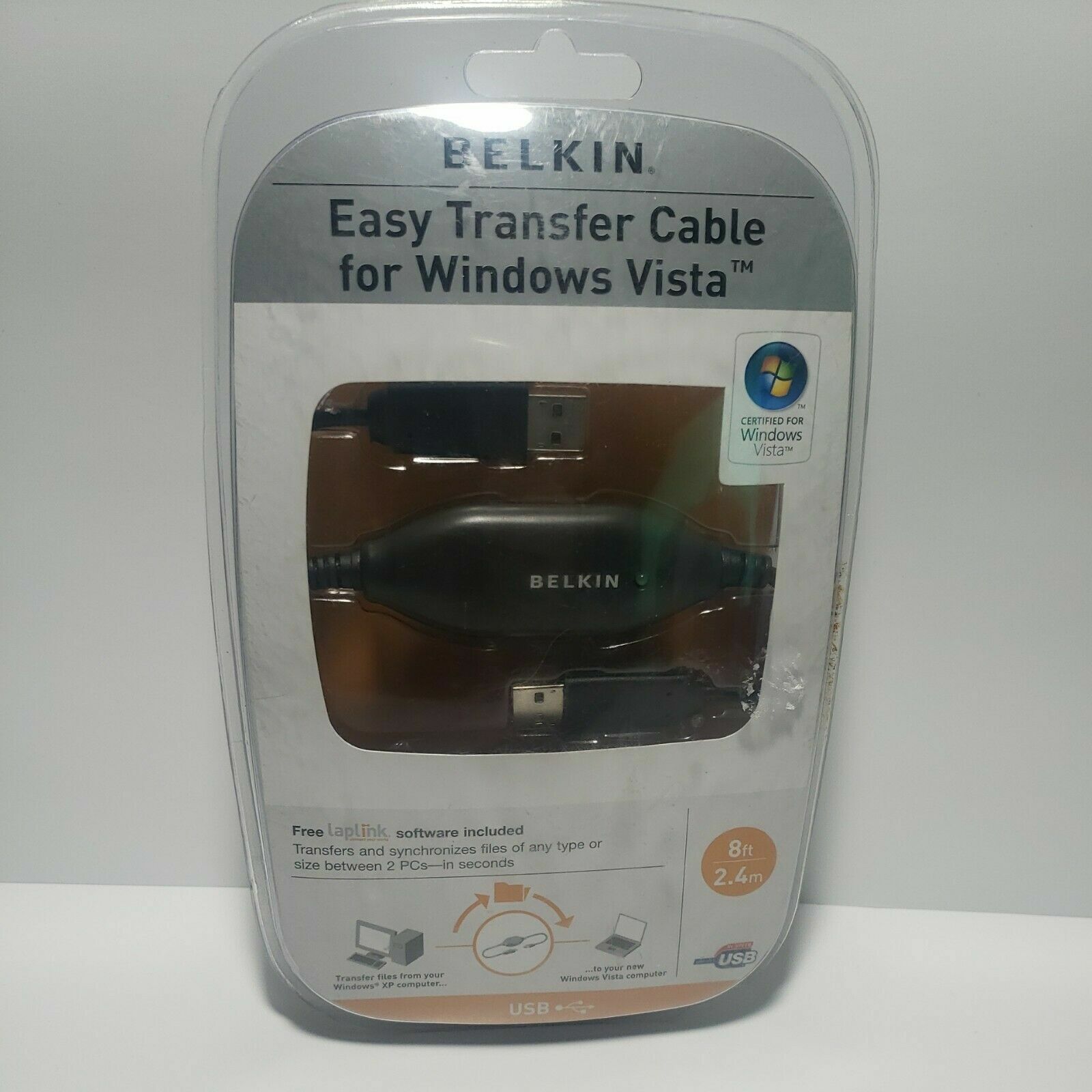 New Belkin Easy Transfer Cable for Windows Vista with Laplink 8 ft (2.4m) long