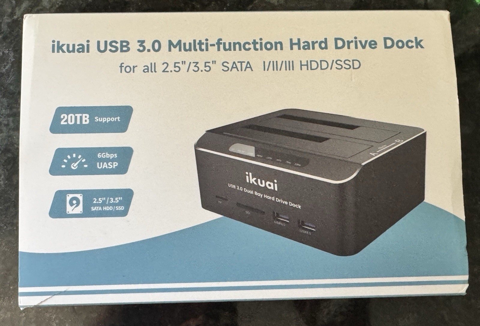 ikuai USB 3.0 Multi-function Hard Drive Dock for all 2.5"/3.5" SATA HDD/SSD