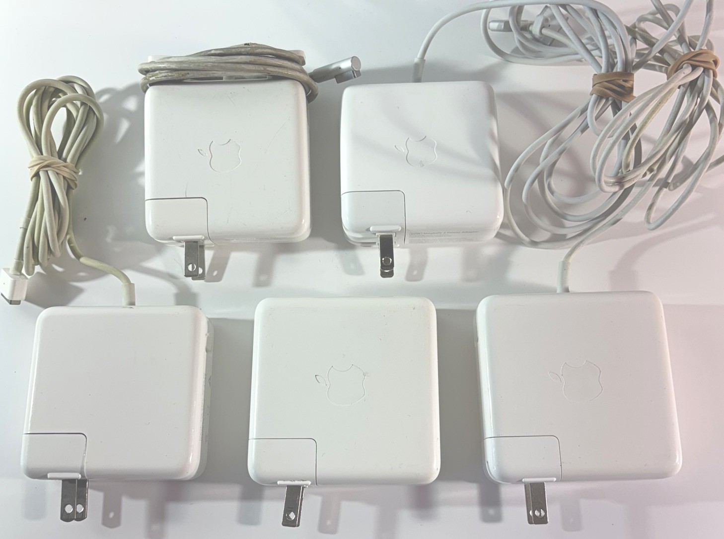 Lot of 5 Genuine Apple MacBook Power Adapter Chargers Mixed Magsafe 1, 2, USB-C