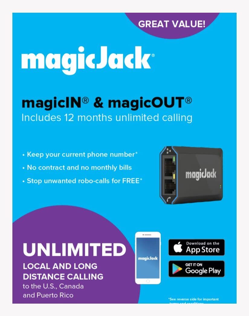 2023 magicJack Home VOIP Adapter Unlimited Calls to US Canada Puerto Rico