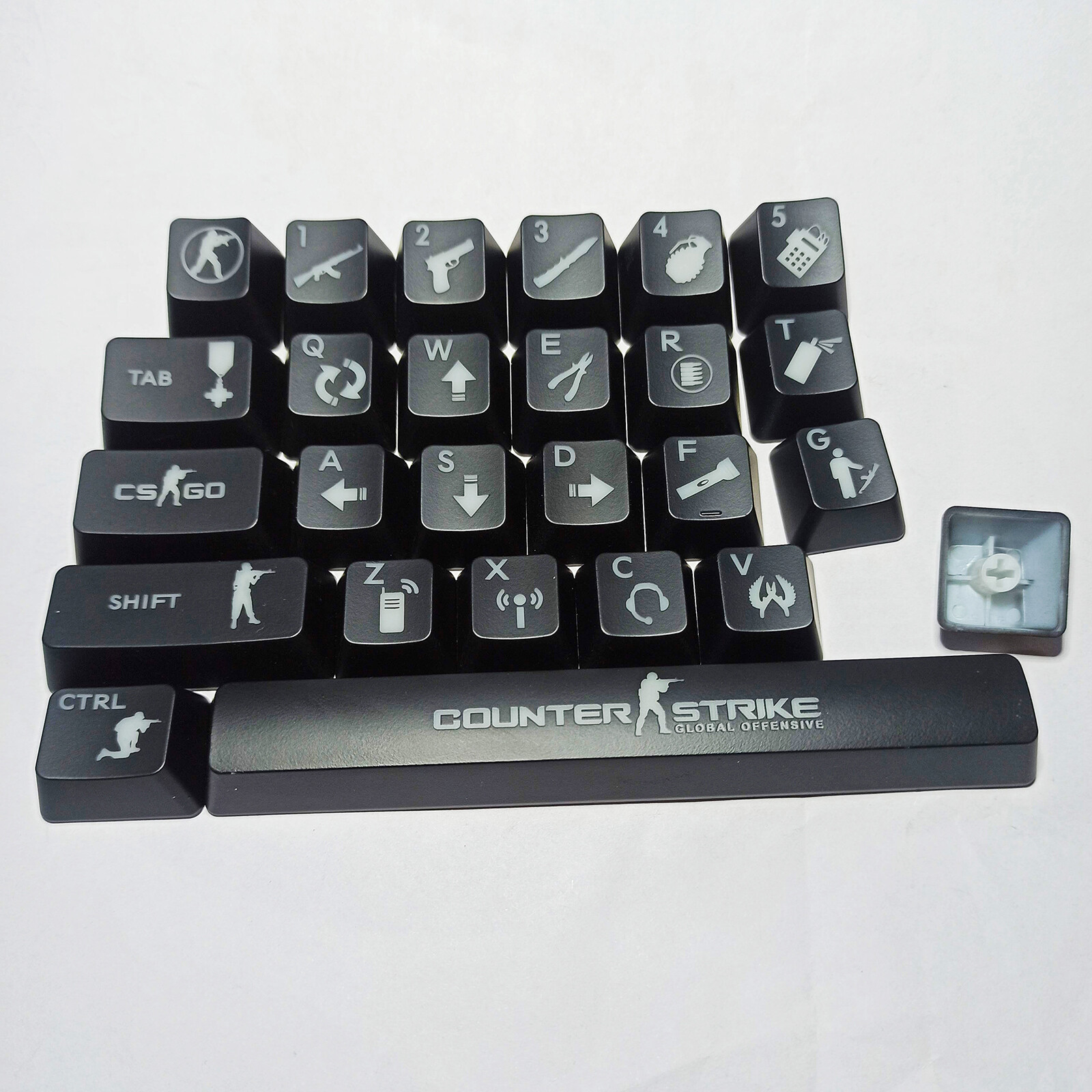 26 Keys ABS Backlit Keycap Gaming Keycap Set for Mechanical Keyboard Spare Parts