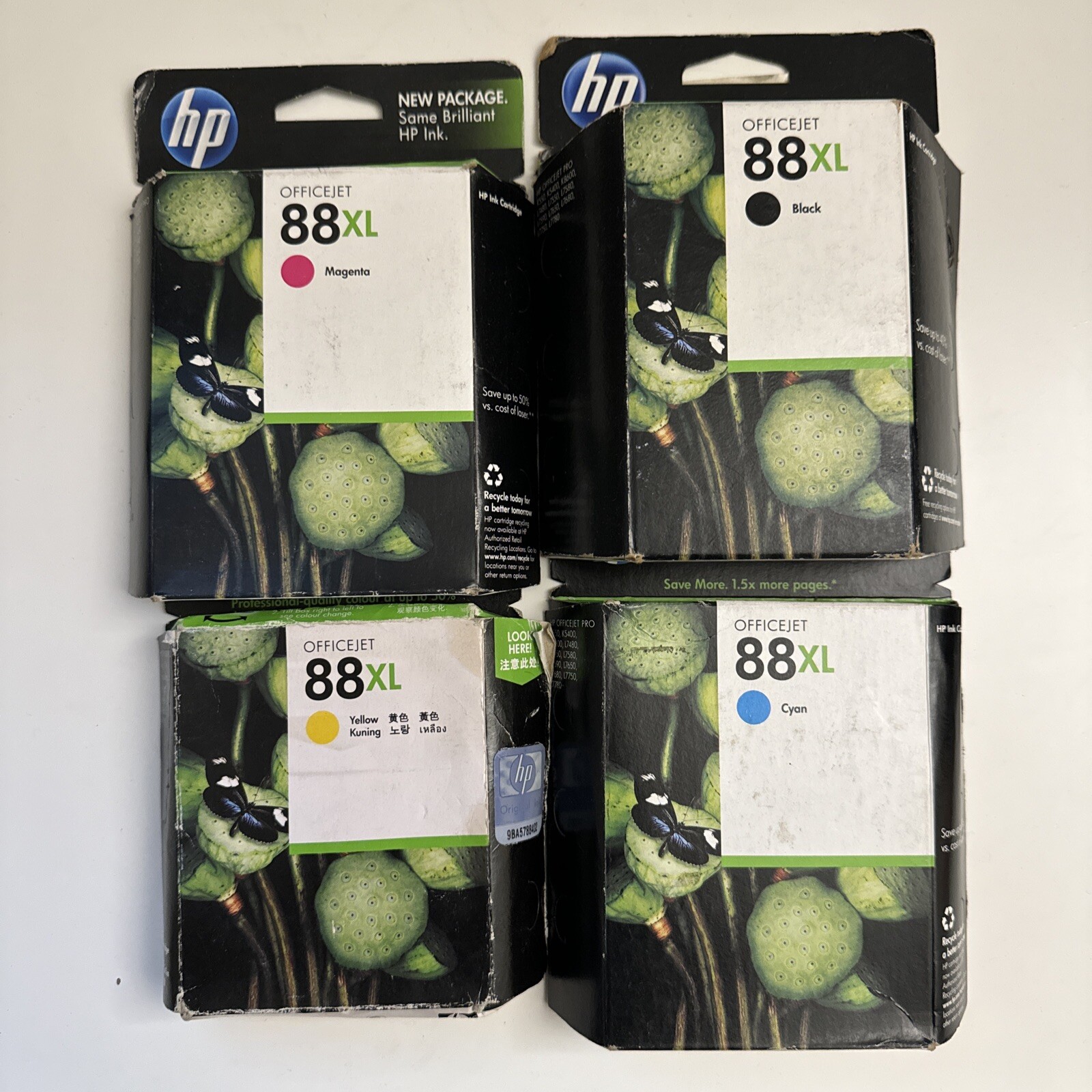 4 Pack Oem HP 88XL Ink Set Cartridge Set 88 XL color Black Retail Box Exp 11-12