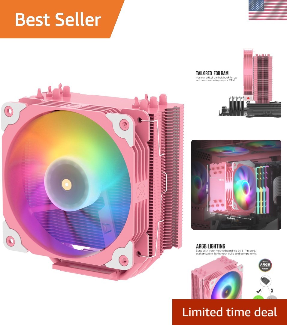 Pink CPU Air Cooler with 5 Heat Pipes