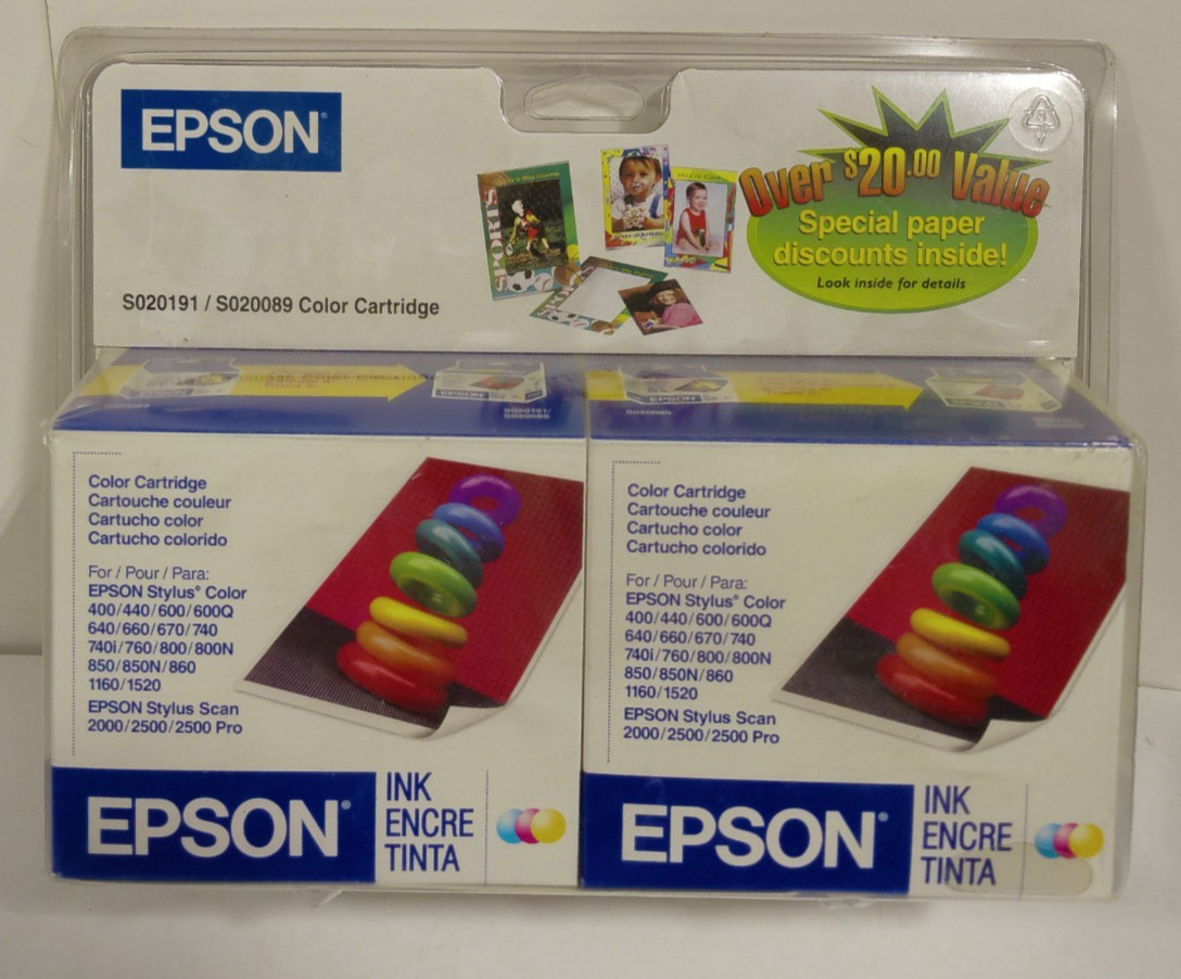 EPSON S020191/S020089 Color Cartridge Double Pack Expired 01-2007