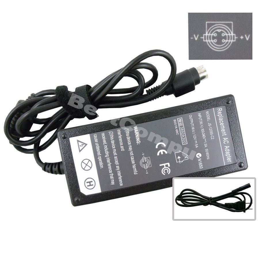 4 PIN 12V 5A AC Adapter Charger for Sanyo CLT2054 LCD TV Monitor Power Supply