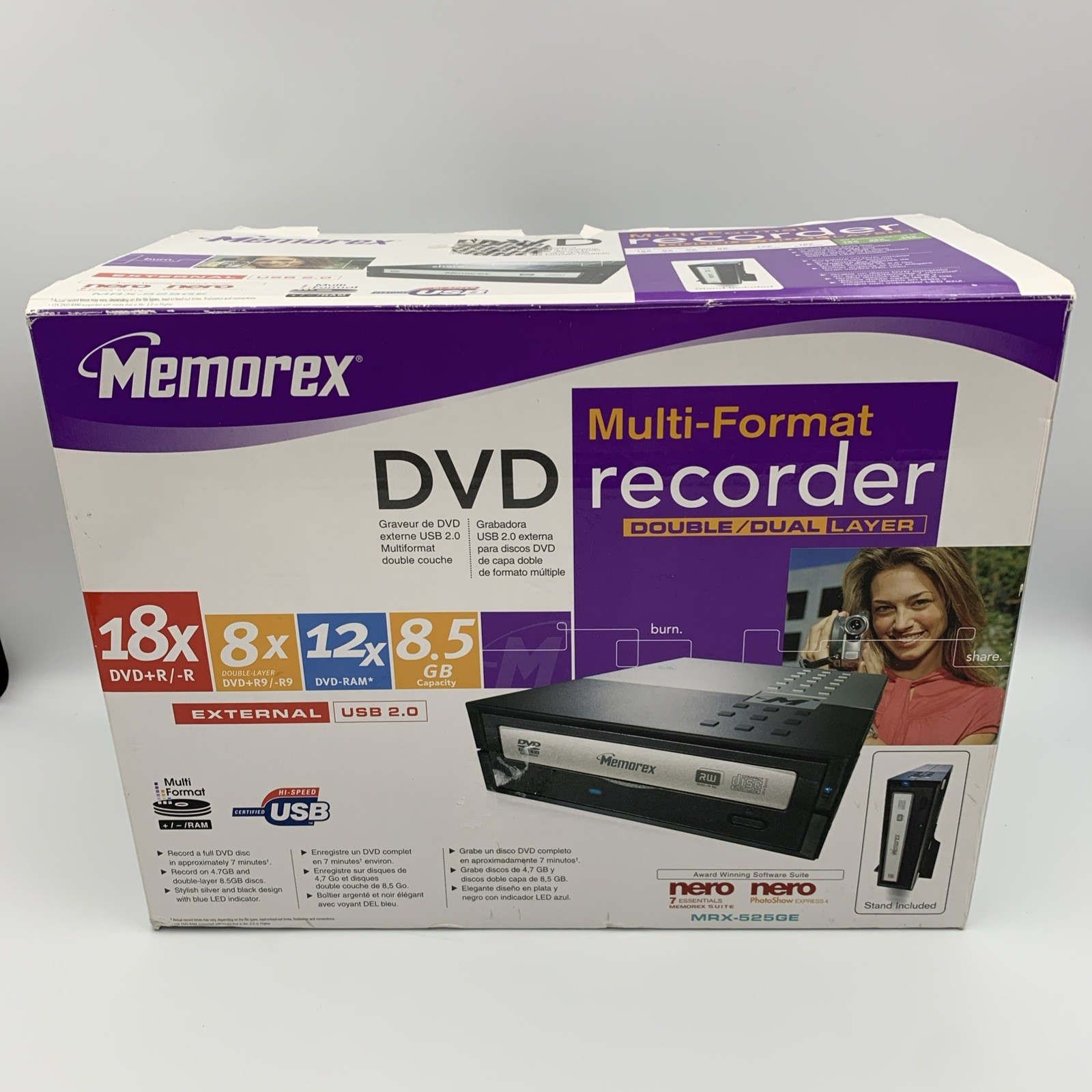 Memorex Multi-Format DVD Recorder Nero 7 MRX-525GE USB 2.0 8.5 GB 18x DVD+R