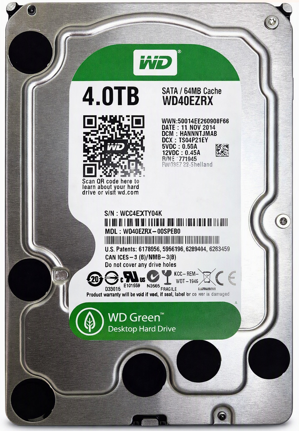 WD Green 4TB HDD WD40EZRX 5400RPM SATA 3.5"  Test Passed
