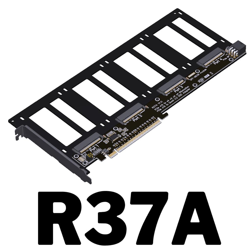 JMT ADT-R37 PCIe5.0x16 to 4-Port U.2/EDSFF Hard Disk Split Card 4x128Gbps 1 to 4
