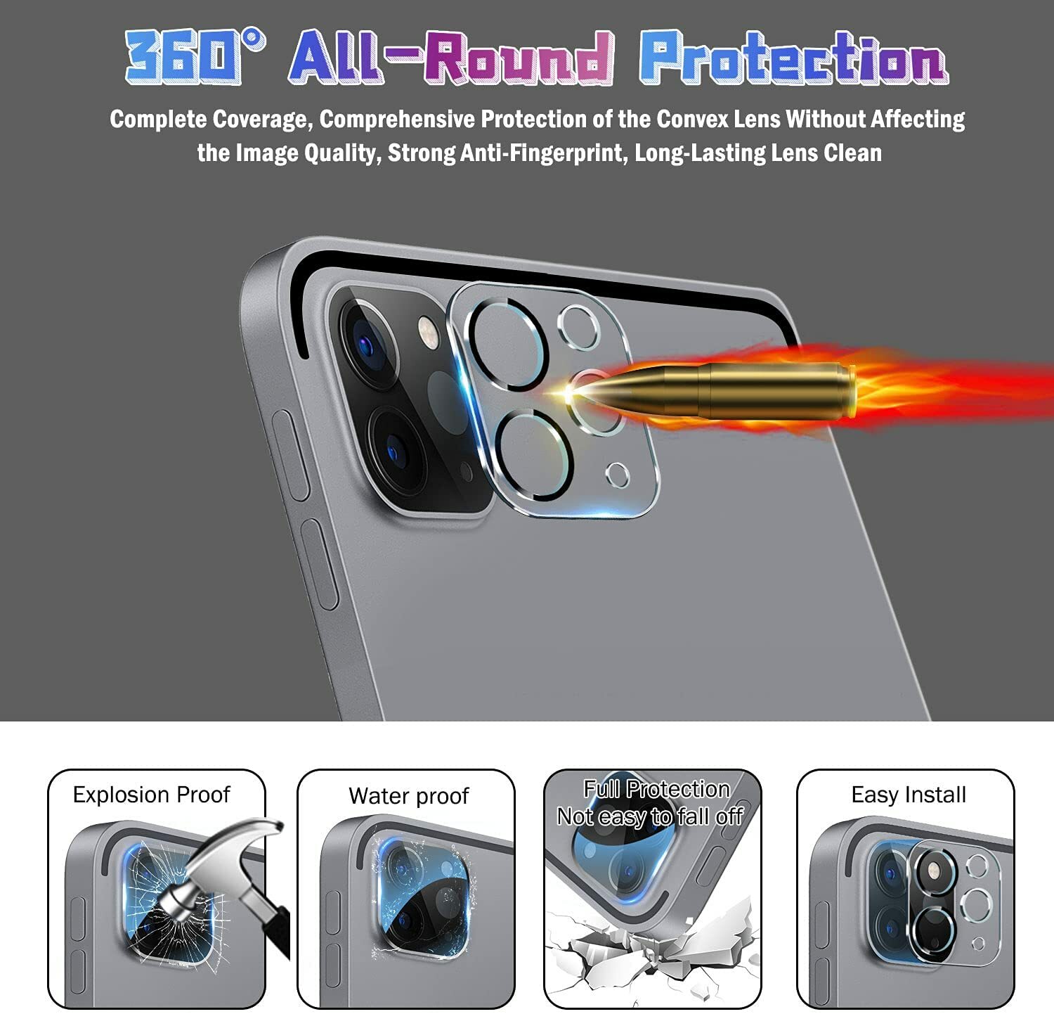 4-Pack Tempered Glass Screen & Camera Protector For Pad Pro 11 inch 2020 2021