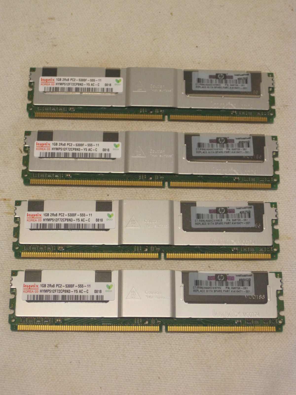 4 x 1GB HP Hynix HYMP512F72CP8N3-Y5 server memory ram card chips