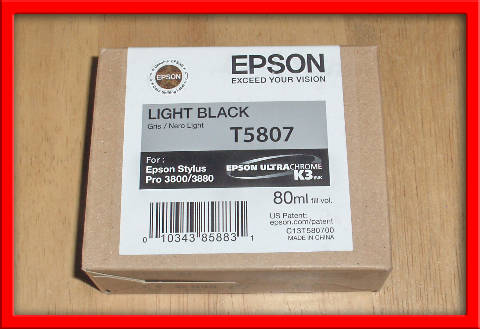 T5807 Genuine Epson Pro 3800 3880 Light Black Ink T580700 w/exp 01-2018