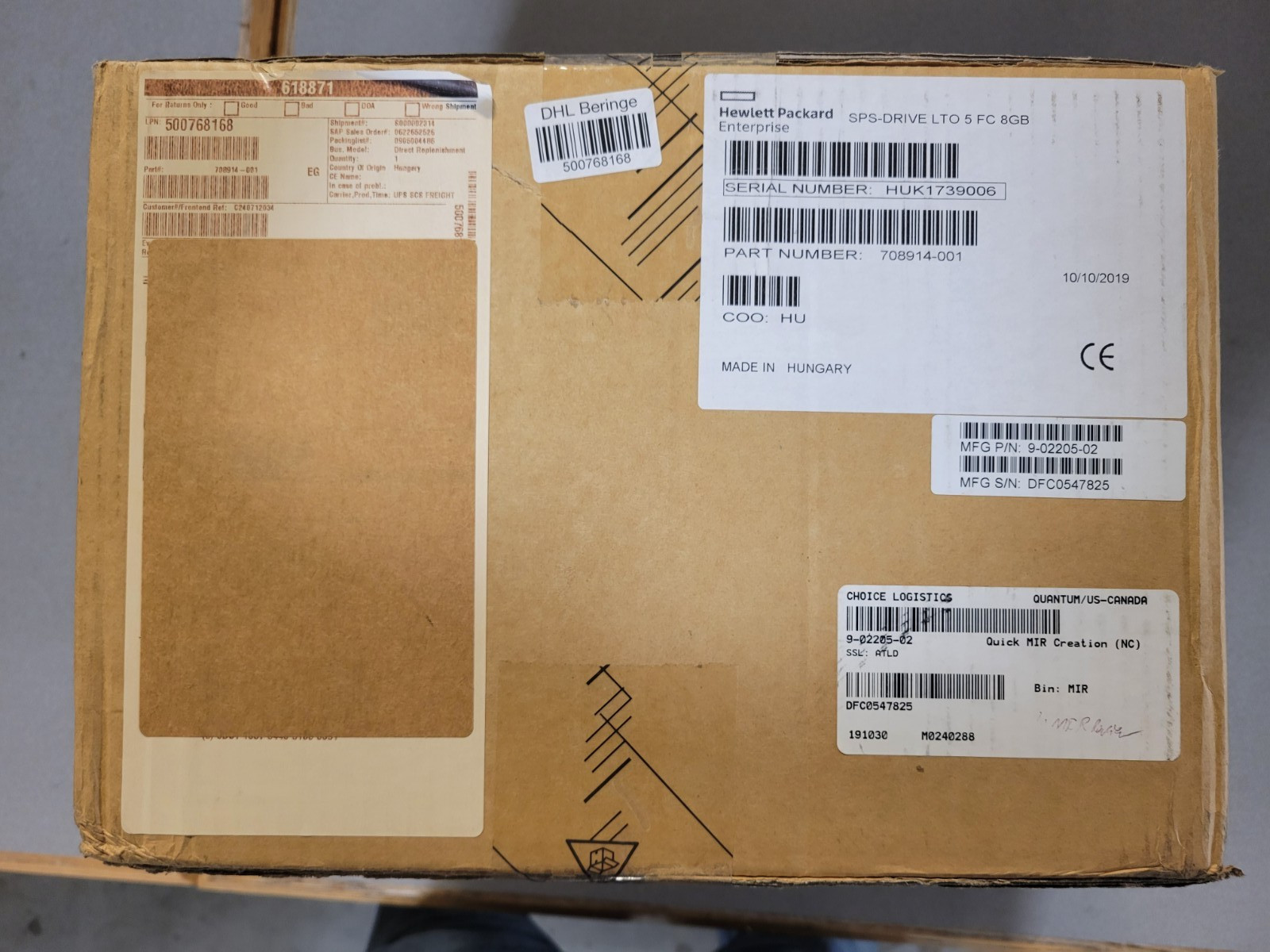 HP Tape Drive LTO-5 FC 708914-001 ESL-G3 SERIES ULTRIUM 3280  **NEW In BOX**